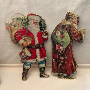 Vintage Large Die Cut Santa Ornaments